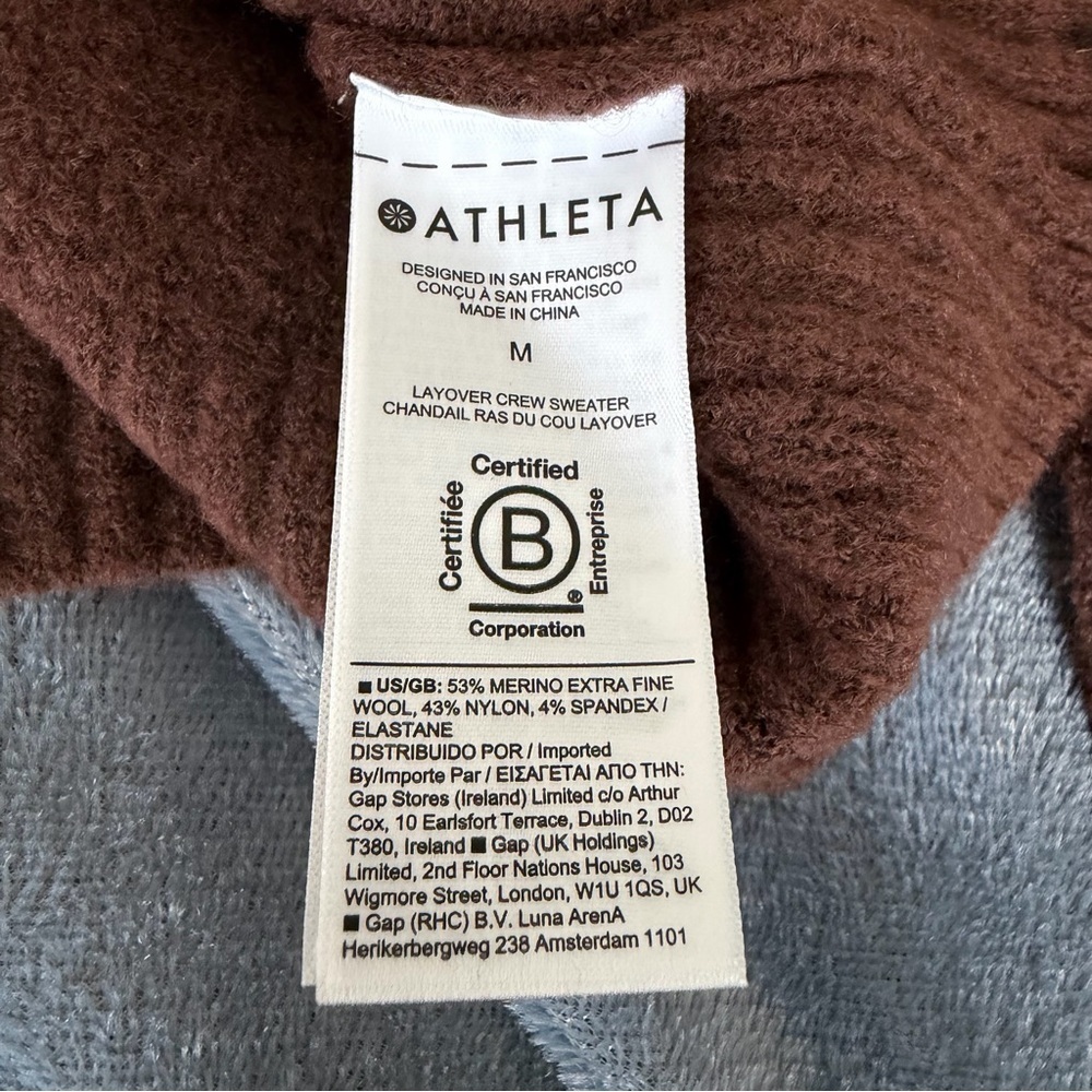 NWT Athleta Brown Ribbed CHANDAIL RAS LAYOVER CREW Sweater Size M - Picture 15 of 16